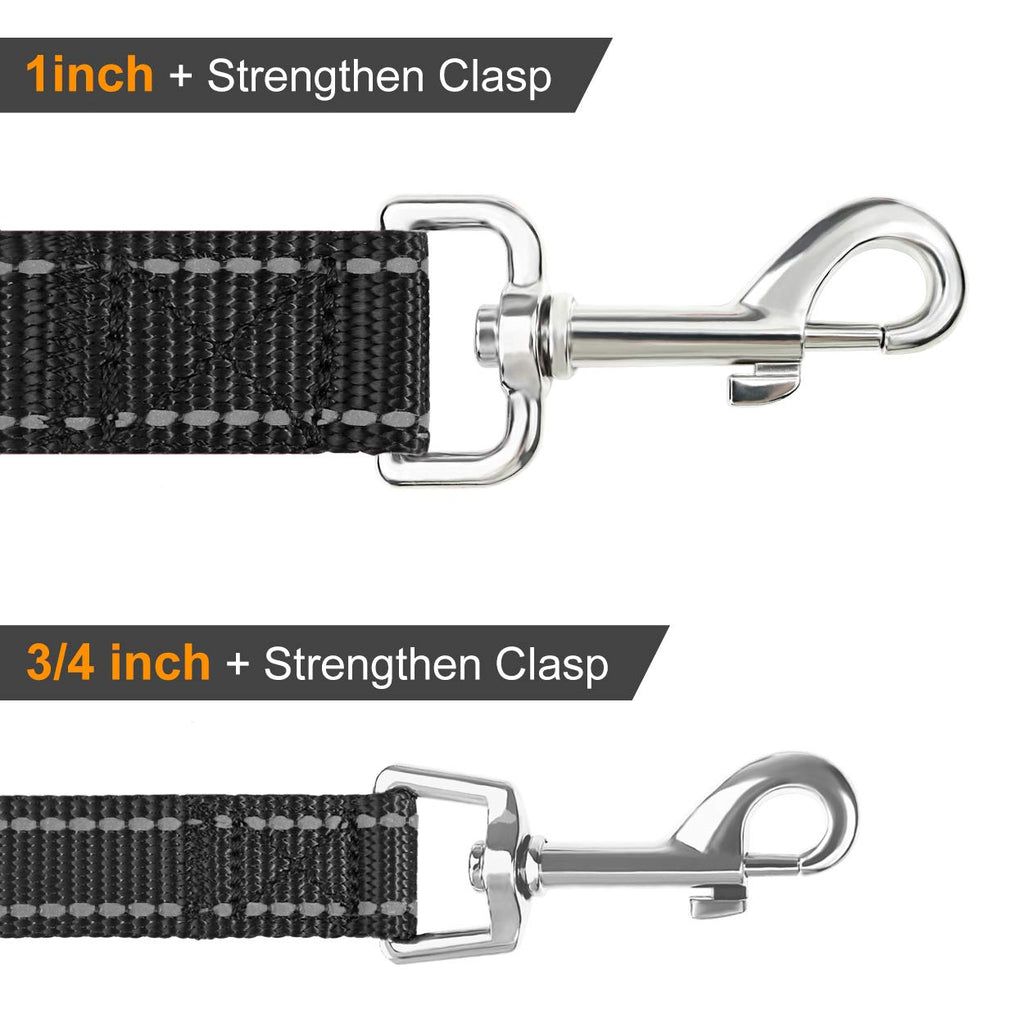 Joytale Dog Leash, 6 FT Double-Sided Reflective, Padded Handle Nylon Heavy Duty Leashes for Medium & Large Dogs Walking, Black